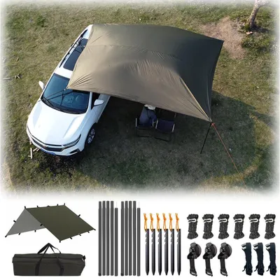 Produktbild von Wasserdicht Sonnensegel – UV-beständig – Für Auto/SUV/Campingcar – Markise für Camping – Höhenverstellbar – 300 x 200 x 190 cm