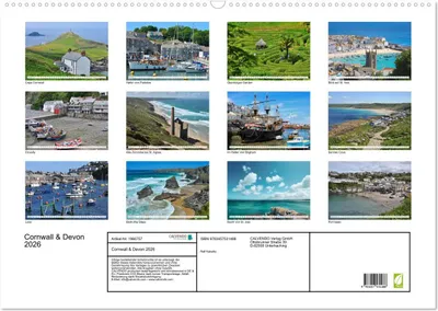 Produktbild von Cornwall & Devon 2026 (Wandkalender 2026 DIN A2 quer), CALVENDO Monatskalender