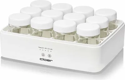 Immagine prodotto di Cloer 9921 Yogurtiera per 12 vasetti da 150 ml, macchina per yogurt fatto in casa, timer 8-14 ore, display a LED, segnale acustico,