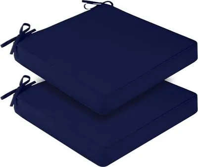 Image de lot de 2 coussins de chaise pour l'extérieur imperméables Coussin d'assise pour meubles de terrasse, chaise de jardin,48x48x10cm,bleu foncé