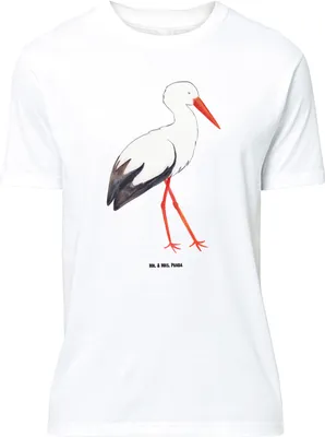 Produktbild von Mr. & Mrs. Panda Größe M T-Shirt Storch - Weiß - Geschenk, Schwanger, Schwangerschaft, Herren, Mutter, Geburt, Baby, Tshirt, Lustige Sprüche, Shirt, Störche, mit Spruch