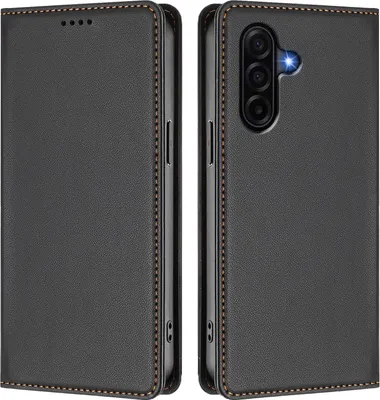 Image de Étui en cuir pour Samsung Galaxy A37, étui à rabat magnétique en cuirPolyuréthaneavec support, noir