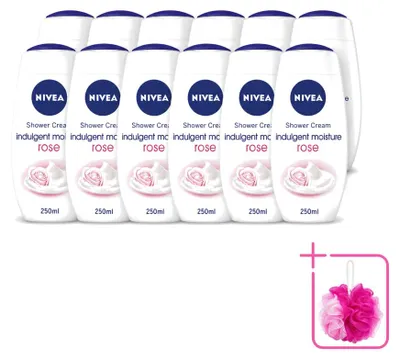 Image de 12 x Crème douche hydratante NIVEA Rose - 250 ml - Pack économique - 12 pièces