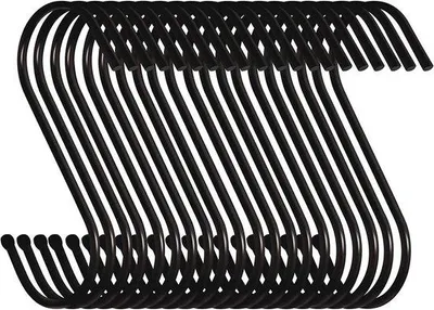 Image de Lot de 20 crochets en S robustes, 9 cm, noirs, multifonctionnels