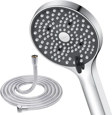 Imagen del producto de Cabezal de ducha con manguera de 1-6 m - Cabezal de ducha de alta presión - Ducha de lluvia que ahorra agua, con 6 modos de chorro y función antical