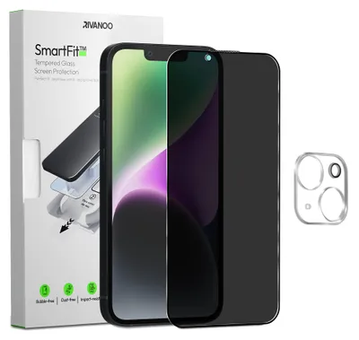 Obrázek produktu pro 1-balení iPhone 14 Ochranné sklo na displej Privacy & 1-balení ochrana objektivu - Tvrzené sklo | [Automatická instalace] - Bez bublin