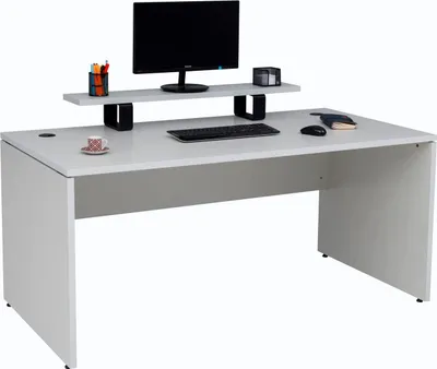 Produktbild von Schreibtisch Nuvi, 160 cm x 80 cm x 75 cm, grau Nachbildung inkl. Monitorständer