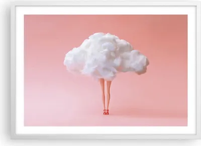 Produktbild von Gerahmtes Poster - Weißer Rahmen - Wolke Beine Surrealismus - 70x50 cm - Wand Bild - Wanddeko - Wandbilder - Kunstposter - Wandposter - Bilderrahmen - Bilder - Kunstdruck - P2WAA70x50-4491