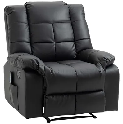 Productafbeelding van Massagestoel, relaxfauteuil, 8 vibratiepunten, verstelbare rugleuning, kunstleer, zwart, 94x99x99cm
