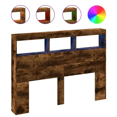 Produktbild von LED-Kopfteil mit Ablagen Räuchereiche 140x17x102 cm