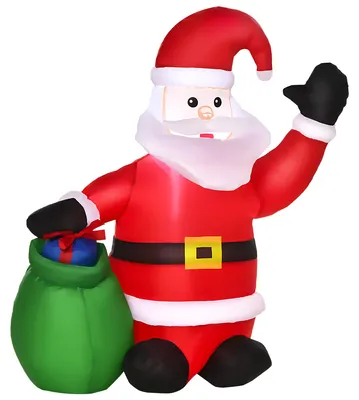 Productafbeelding van Homcom Kerstman, kerstdecoratie, LED-figuur van de Kerstman, Sneeuwpop, opblaasbaar