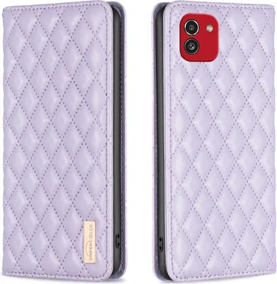 Image de Galaxy A03 Case, Elegant Flip Leather Case with Card Slots and Stand for Samsung Galaxy A03 Purple