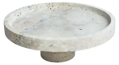 Produktbild von Patisseriebord Cinar Travertin aus Marmor Ø24,5 x 9,5 cm auf Fuß