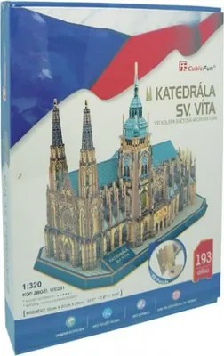 The image shows the packaging of a 3D puzzle of St. Vitus Cathedral.