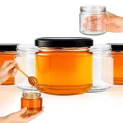 Zdjęcie produktu dla SuperButelki - 48x Słoiki szklane 330 ml z zakrętkami fi 82 mm, zestaw słoików 0,33 l wieczka, na przetwory, dżemy komplet 0,33l słoik + E-BOOK słoik
