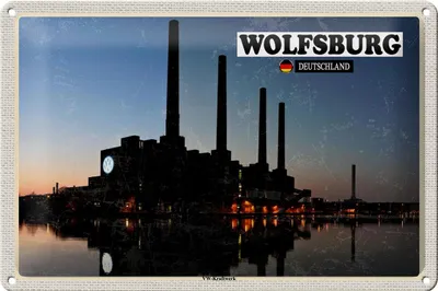 Produktbild von Blechschild Städte Wolfsburg VW-Kraftwerk Fluss 30x20cm