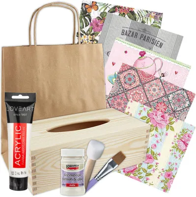 Produktbild von Decoupage-Kit mit Taschentuchbox