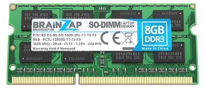 Immagine prodotto di BRAINZAP 8GB DDR3 RAM SO-DIMM PC3L-12800S-11-13-F3 2Rx8 1600 MHz 1,35V CL11 Memoria per notebook