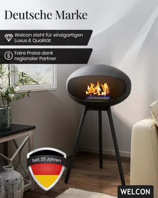 Produktbild von Bioethanol Kamin & Fireplace Kopenhagen | Ethanol Standkamin in schwarz | Sicherheitsbrenner