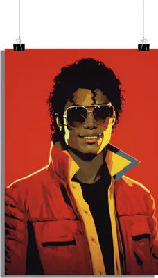 Zdjęcie produktu dla Plakat muzyczny - Plakat Michael Jackson - Plakat legenda muzyki - Czerwony plakat - 61x91cm - Idealny do oprawienia w ramkę
