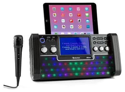Image de DiscoFever Chaîne karaoké Bluetooth LED Ecran TFT 7" lecteur CD USB + micro
