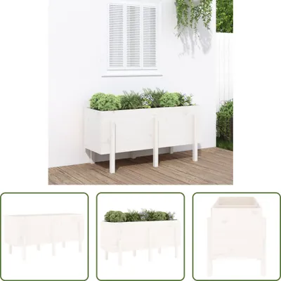 Produktbild von The Living Store Hochbeet Weiß 121x50x57 cm Massivholz Kiefer