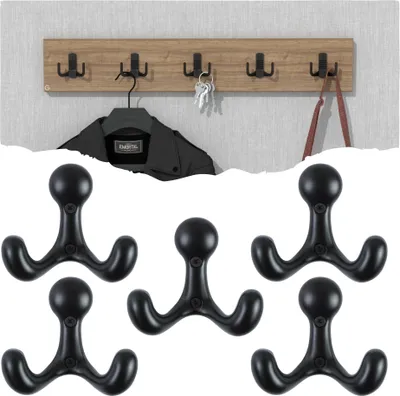 Produktbild von Oslo Wandhaken, mit 2 Haken, Schwarz 5 Stück