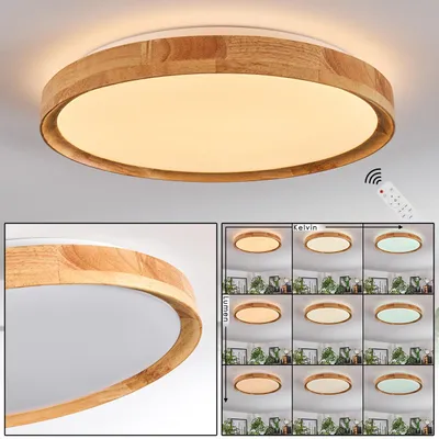 Produktbild von Canino dimmbare Deckenlampe aus Metall/Bambus/Kunststoff in Weiß/Natur