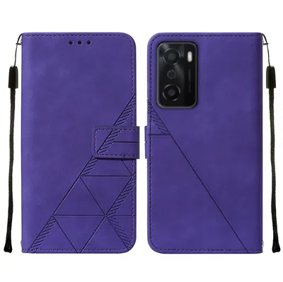 Produktbild von OPPO A55S 5G Hülle, Schlank Prägung Flip Leder Kartenfächer Schutzhülle mit Ständer für OPPO A55S 5G Lila