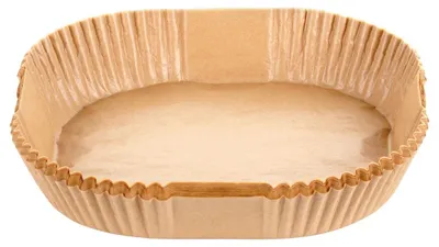 Obrázek produktu pro Pergamenový papír pro fritézu s horkým vzduchem – čtvercový – 23 x 23 cm – 50 kusů – hnědý – odolný vůči mastnotě