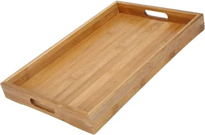 Image de Planche à servir en bambou avec poignées - Convient pour les aliments - 1 pièce - Bambou naturel - 38 x 25 cm