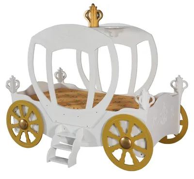 Produktbild von Weißes Luxus Kinderbett Kutsche Designer Holz Möbel Kinderzimmer