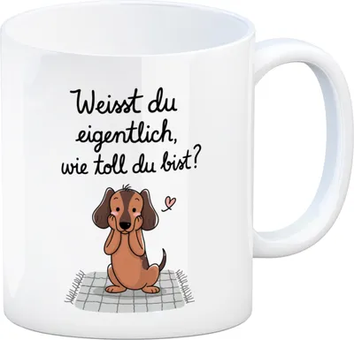 Produktbild von Du bist toll Kaffeebecher mit niedlichem Dackel