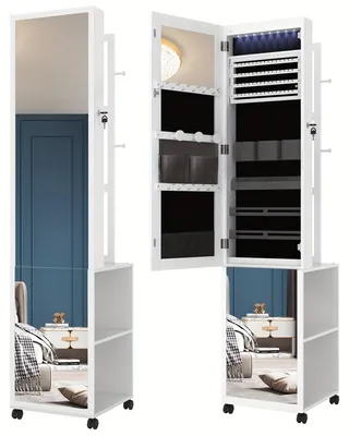 Image de Armoire à bijoux - Armoire à bijoux avec miroir - Organisateur à bijoux - Armoire à vêtements - Coffre à bijoux - Design 5 en 1