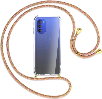 Produktbild von Handykette Backcover-Schutzhülle mit Band (Metall goldfarben) für Motorola Moto G51 5G - Rainbow
