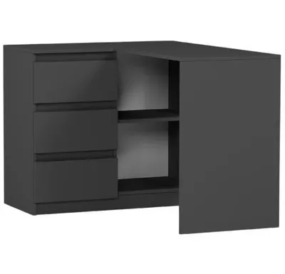 Obrázek produktu pro Psací stůl rohový 112cm 3 zásuvky police FRAMIRE N-4L antracit