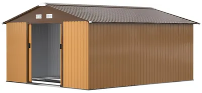 Produktbild von Outsunny Gerätehaus Geräteschuppen Gartenhaus Schuppen Metall Gelb