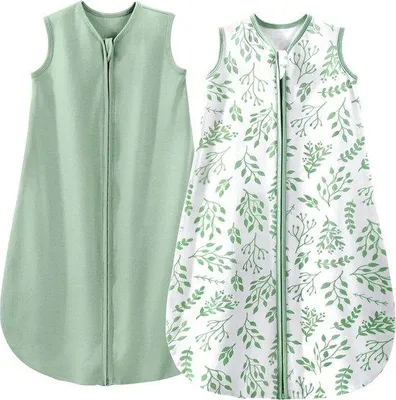 Productafbeelding van Unyqoos®️ Baby slaapzak, set van 2, 100% katoen, 0,5 TOG, zomer slaapzak, ademend, baby slaapzak 67 cm, voor jongens en meisjes, pasgeborenen, 0-6 maanden
