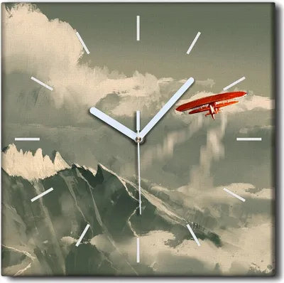 Produktbild von Coloray Uhr auf Leinwand 30x30 cm Wand Uhr Dekoration Wohnzimmer Segeltuch weiße Zeiger -Flugzeugkunstberge.