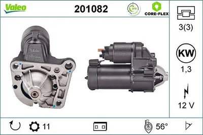 Produktbild von VALEO 201082 Starter Anlasser 1,3kW für RENAULT CLIO II (BB0/1/2, CB0/1/2) 12V