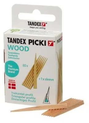 Image de Tandex Picki cure-dents bois triangulaire 80X1 pc