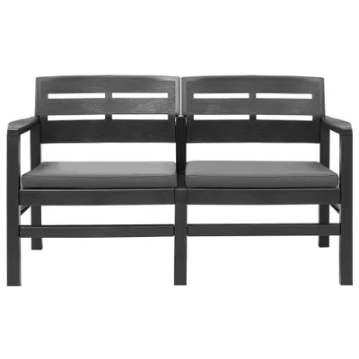 Produktbild von vidaXL 2-Sitzer-Gartenbank mit Kissen Anthrazit 133 cm Kunststoff