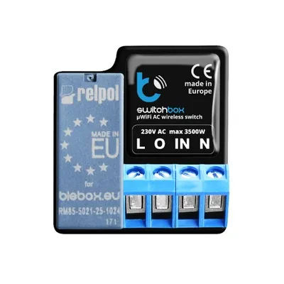 Obrázek produktu pro blebox SwitchBox, Bezdrátový, μWi-Fi, Černá, 2400 MHz, Bezdrátový, IP20