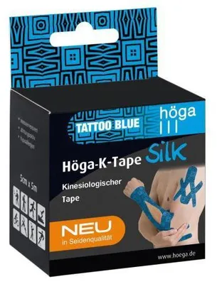 Produktbild von Höga-K-Tape Silk 5cmx5m Tattoo blue kinesiologischer Tape 1 St