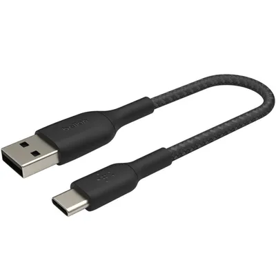 Produktbild von Belkin USB-C/USB-A Kabel 15cm ummantelt, schwarz CAB002bt0MBK