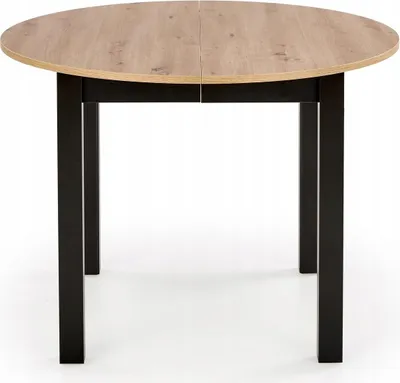 Produktbild von Runder Ausziehbarer Tisch für Esszimmer - 102-142 cm Durchmesser - Eiche Artisan - Für 4–6 Personen - Küchentisch - Schwarze Tischbeine