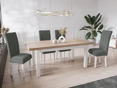 Produktbild von Moderner Rechteckiger Ausziehbarer Esstisch - Platzsparend - Weißen Holzbeine - 140 bis 180 cm - Hergestellt in EU - 140 x 80 cm - Sonoma Eiche