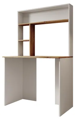 Productafbeelding van Moderne Bureau Wit met Houten Planken 90 cm
