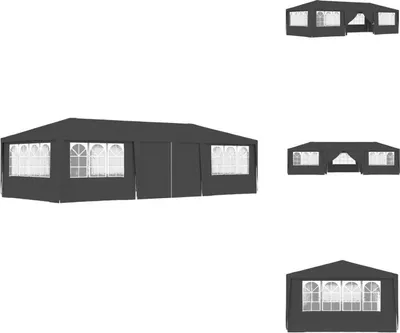 Produktbild von vidaXL Profi-Partyzelt mit Seitenwänden 4×9 m Anthrazit 90 g/m² - Pavillons & Partyzelte