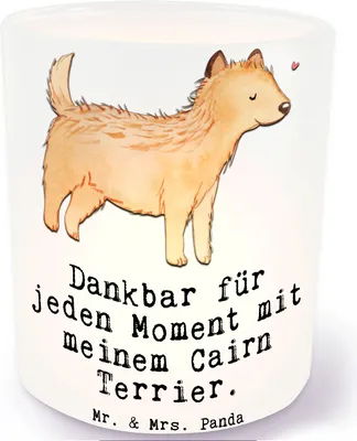 Produktbild von Mr. & Mrs. Panda Kerzenhalter Cairn Terrier Moment - Transparent - Geschenk, Glas Windlicht, Deko, Kerzenglas, Teelichthalter